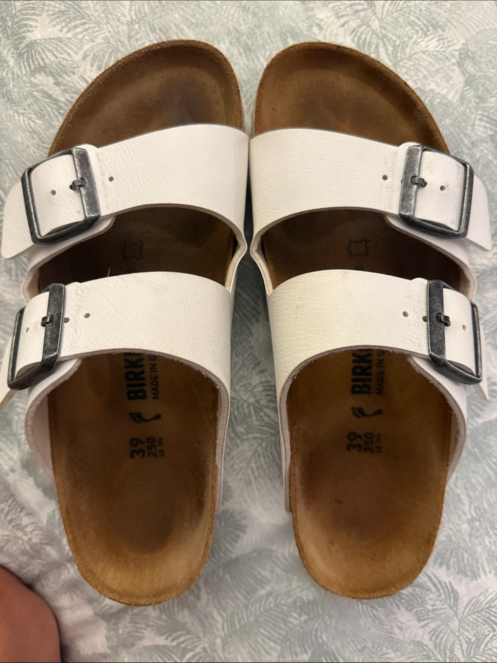 Birkenstock White Arizona Two-Strap Sandals with Silver Buckles - Picture 4 of 7
